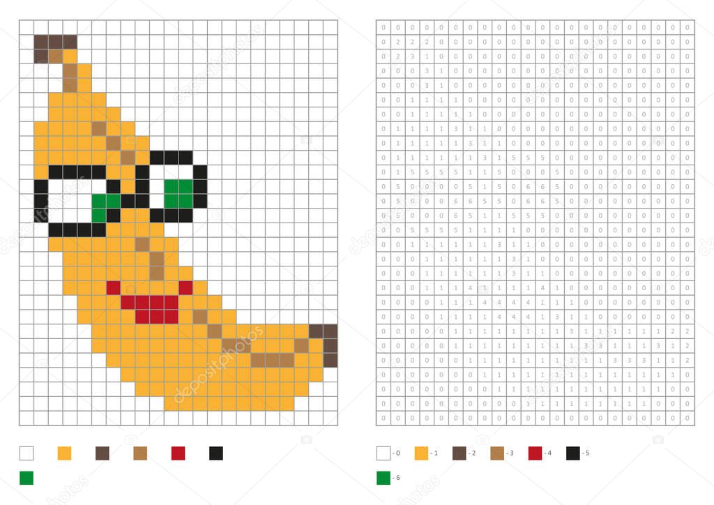 Kids Kleurplaten Pagina Pixel Kleuren Met Grappige Banaan