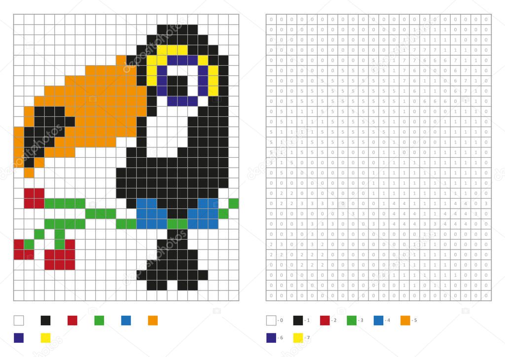 Download Enfants Coloriage, pixel à colorier avec plaisir oiseau — Image vectorielle aglia83 © #170430056
