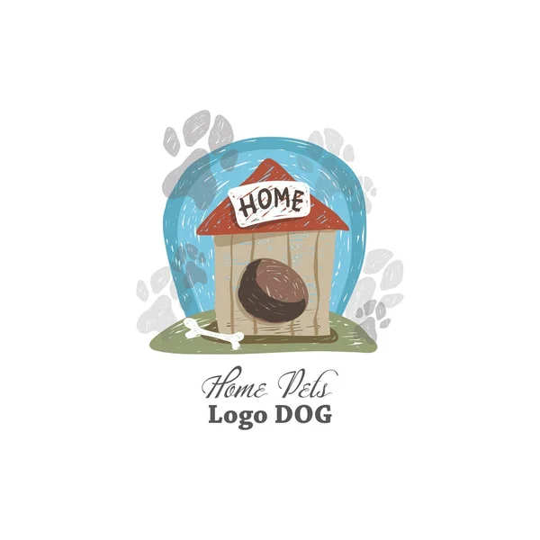Logotipo divertido perro casa — Vector de stock