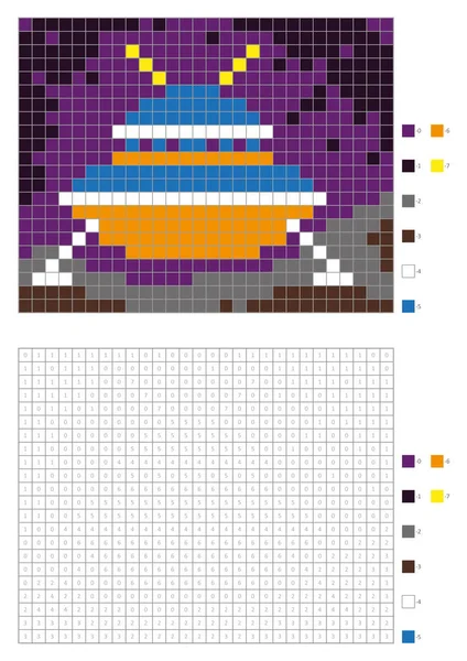 Kinder Malseite Pixel Färbung Raumschiff Ufo Vektorillustration — Stockvektor