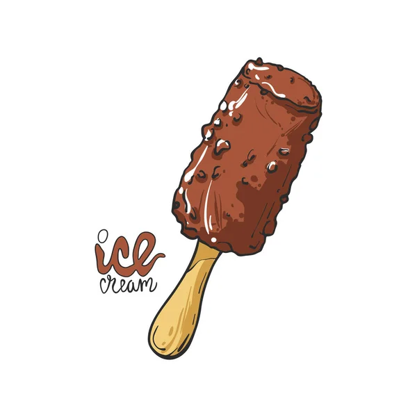 Шоколадне Морозиво Ізольоване Білому Тлі Векторні Ілюстрації — стоковий вектор