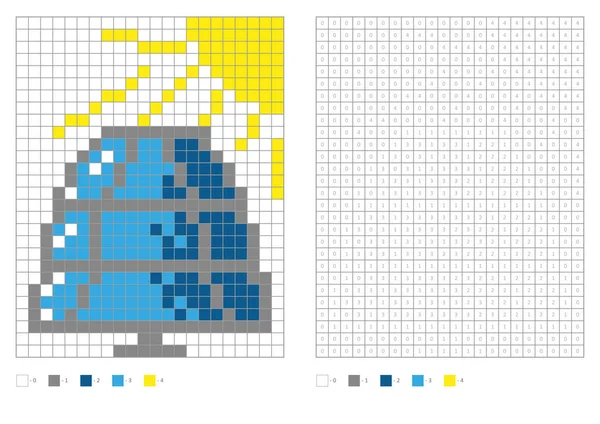子供の着色ページ ピクセルの着色太陽電池 ベクターイラスト — ストックベクタ