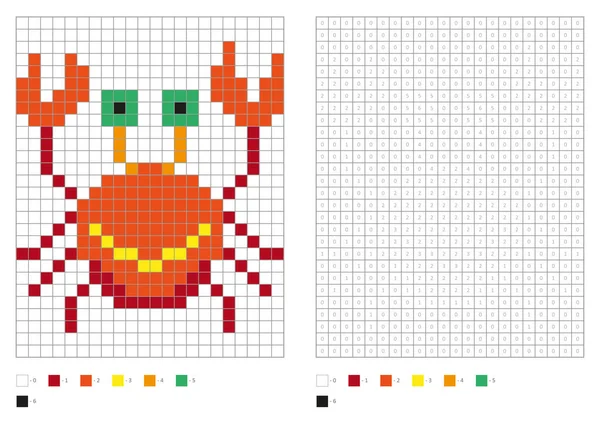 Page Coloriage Pour Les Enfants Coloriage Pixel Crabe Animé Illustration — Image vectorielle