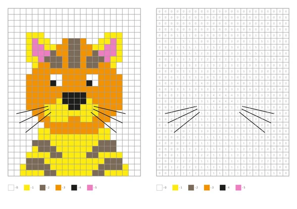 Kolorowanki Dla Dzieci Kolorowanki Pixel Kota Kreskówki Ilustracja Wektora — Wektor stockowy