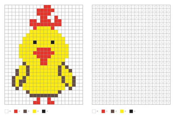 Παιδιά Χρωματισμός Σελίδα Pixel Χρωματισμός Γκόμενα Κινουμένων Σχεδίων Εικονογράφηση Διανύσματος — Διανυσματικό Αρχείο