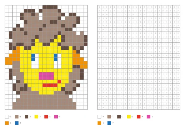 Kinder Malseite Pixel Färbung Cartoon Schafe Vektorillustration — Stockvektor