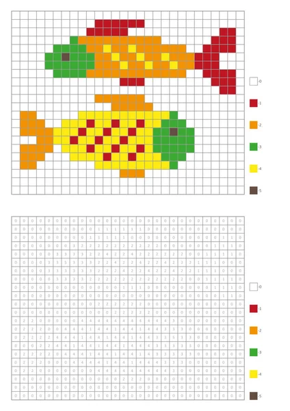 Crianças Página Para Colorir Pixel Para Colorir Peixes Desenhos Animados —  Vetores de Stock