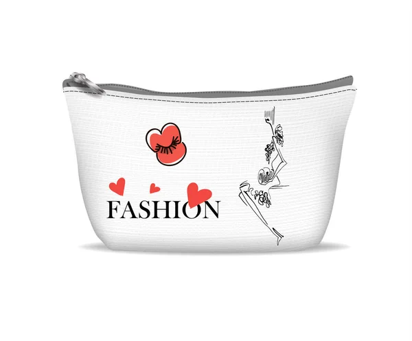 White textile cosmetic bag — Stock Vector