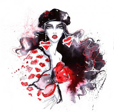 Bere içinde uzun saçlı kadın.