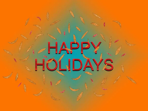 Happy Holidays feestelijke boodschap in rood, oranje en teal. Met confetti-effect. Land credo niet specifiek, geen westerse symbolen van bomen, sneeuw etc. — Stockfoto