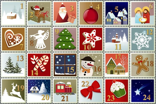 Lustiger Adventskalender — Stockvektor