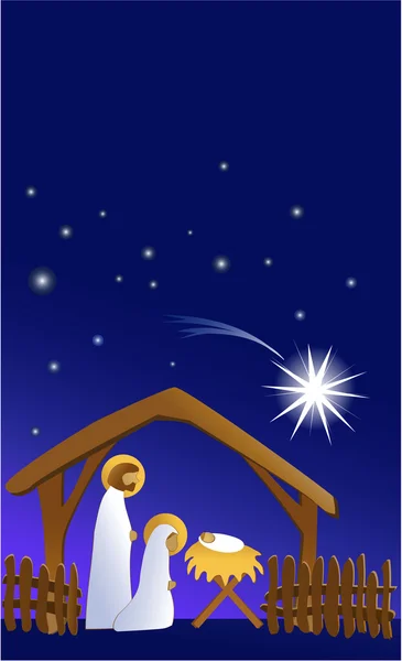 Scène de la Nativité avec la sainte famille — Image vectorielle