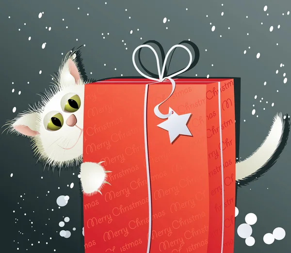 White Christmas cat — Stock Vector