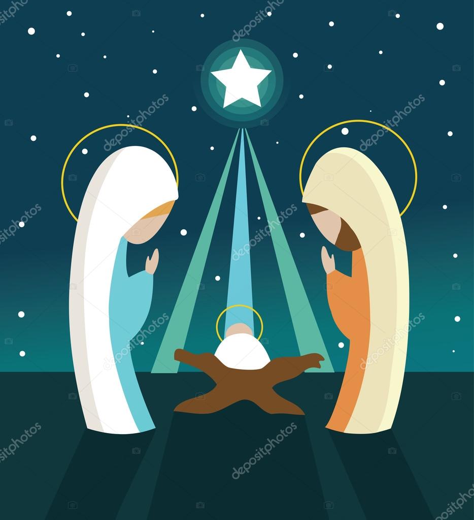Nativity scene with Holy Family Stock Vector Image by ©agnieszka 128046888