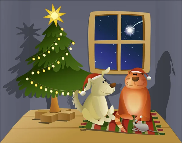 Animaux amis de Noël — Image vectorielle