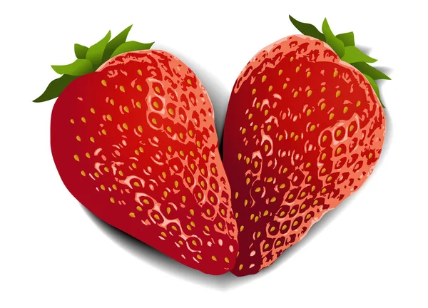 Corazón de fruta de fresa — Vector de stock