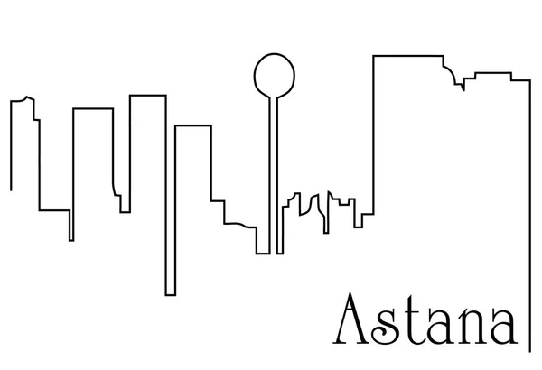 Astana ciudad una línea dibujo fondo — Vector de stock
