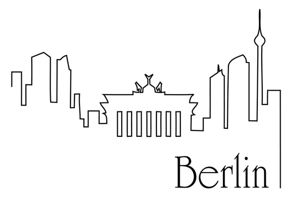 Berlin city jednej linii rysunku tła — Wektor stockowy