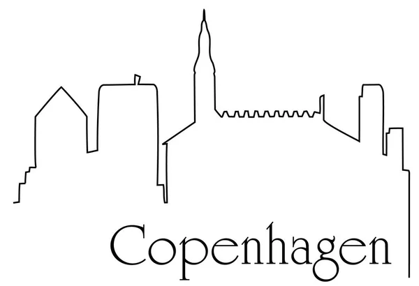 Copenhague ciudad una línea dibujo fondo — Vector de stock