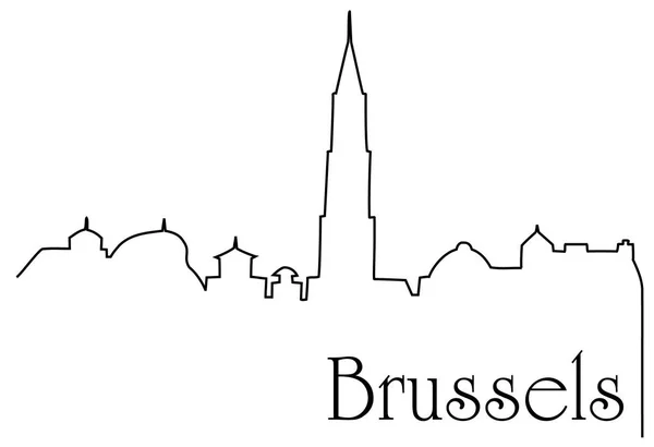 Brussels city one line drawing background — Stock Vector