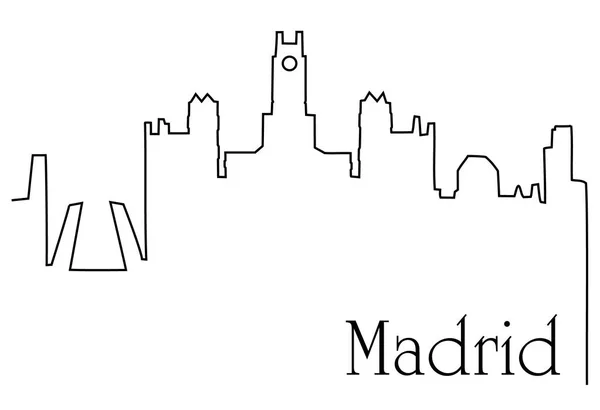 Madrid ciudad una línea dibujo fondo — Vector de stock
