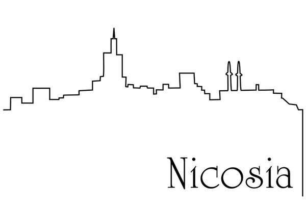 Nicosia ciudad una línea dibujo fondo — Vector de stock