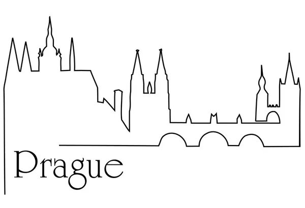 Praga cidade uma linha desenho fundo —  Vetores de Stock