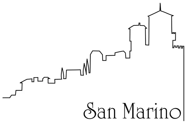 San Marino miasta jedna linia rysunek tło — Wektor stockowy