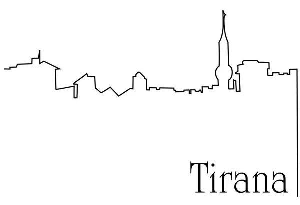 Tirana ciudad una línea dibujo fondo — Vector de stock
