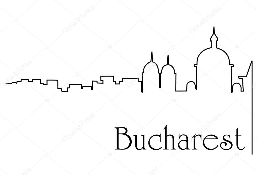 Bucharest city one line drawing background