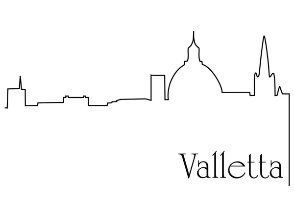 Valletta ciudad una línea dibujo fondo — Vector de stock