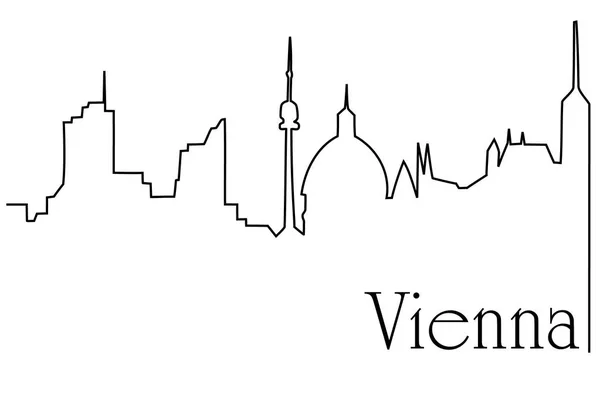 Kota Wina satu garis latar belakang menggambar - Stok Vektor