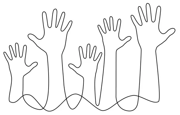 Hände eine Linienzeichnung — Stockvektor