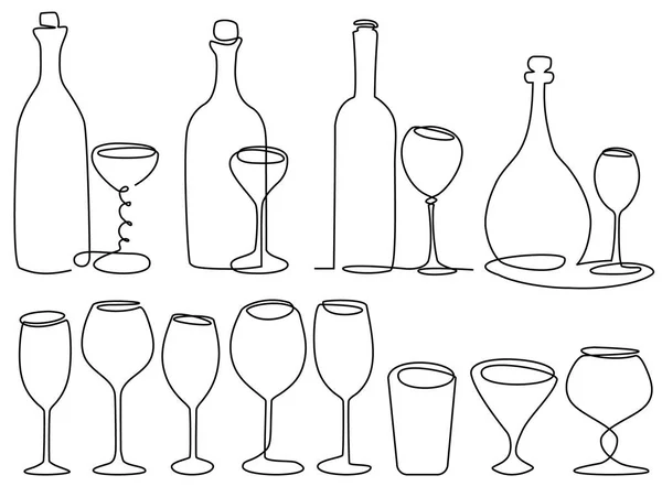 Copa de vino dibujo de una línea — Archivo Imágenes Vectoriales