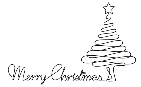 Árbol de Navidad Una línea de dibujo — Archivo Imágenes Vectoriales