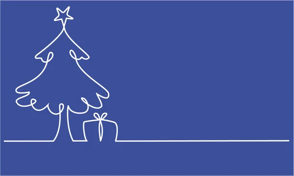 Árbol de Navidad Una línea de dibujo — Archivo Imágenes Vectoriales