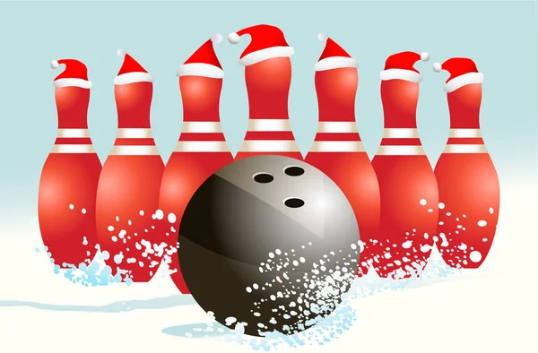 Natale Vacanza Bowling Sfondo — Vettoriale Stock