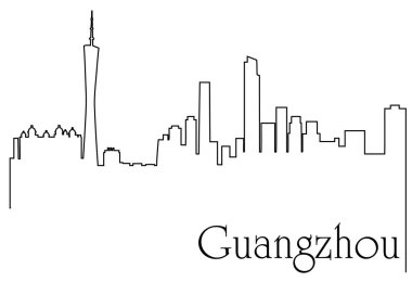 Guangzhou şehir bir çizim için arka plan ile metropol cityscape