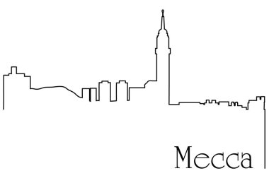 Mekke şehri bir çizim için arka plan ile metropol cityscape