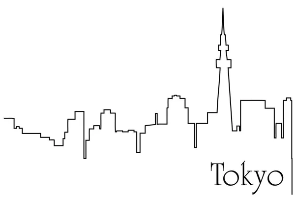 Kota Tokyo Satu Garis Menggambar Latar Belakang Abstrak Dengan Kota - Stok Vektor