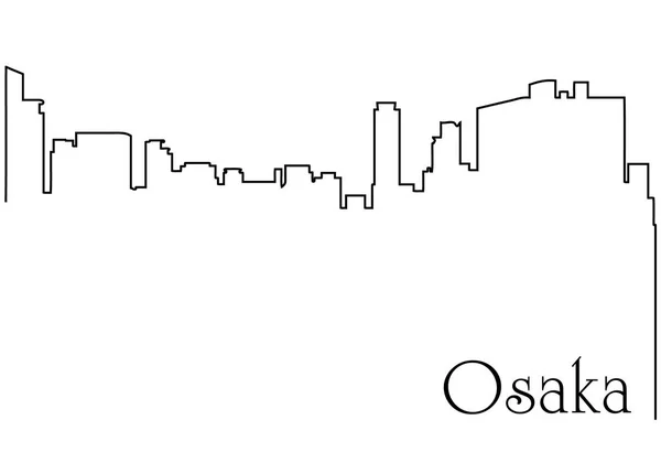 Osaka City Jedna Linia Rysunek Streszczenie Tło Gród Metropolia — Wektor stockowy