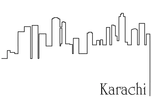 Kota Karachi Satu Garis Menggambar Latar Belakang Abstrak Dengan Kota - Stok Vektor
