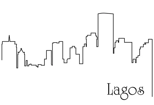 Lagos City One Line Drawing Abstrak Background Metropolis Cityscape - Stok Vektor