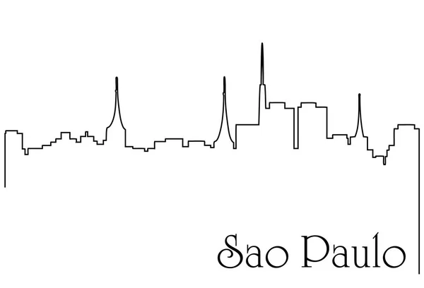 Sao Paolo Cidade Uma Linha Desenho Abstrato Fundo Com Metrópole — Vetor de Stock