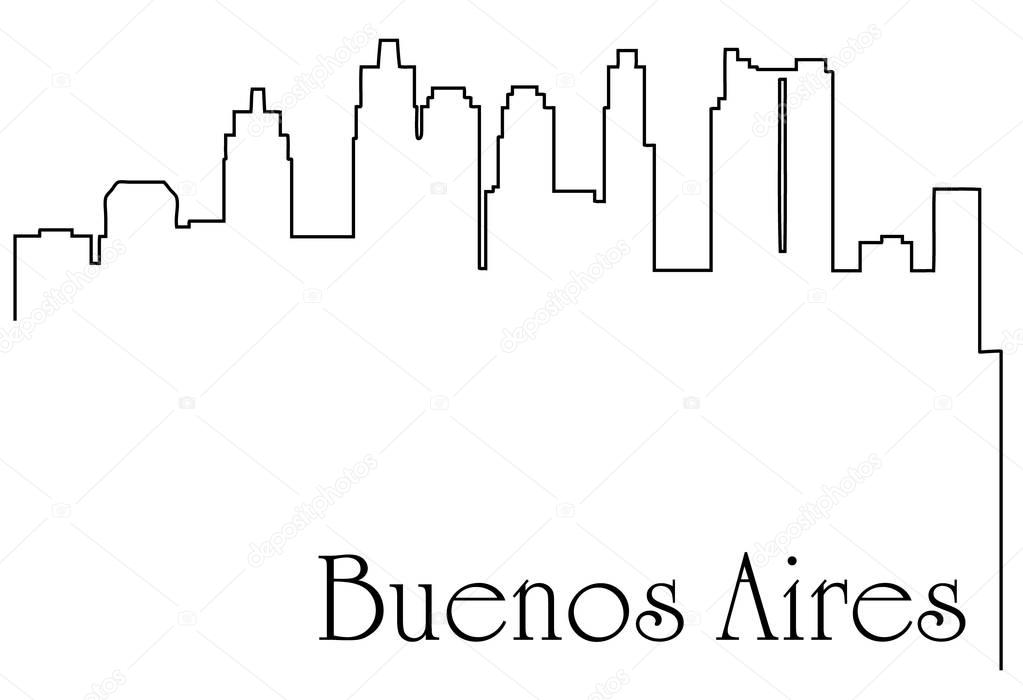 Buenos Aires city one line drawing abstract background with  metropolis cityscape