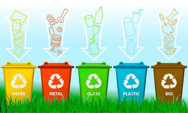 废物离析背景与回收箱 — 图库矢量图片
