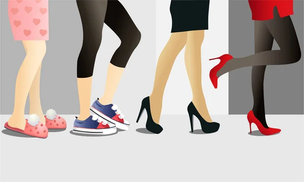 Fond Mode Avec Des Jambes Femme Dans Les Chaussures — Image vectorielle