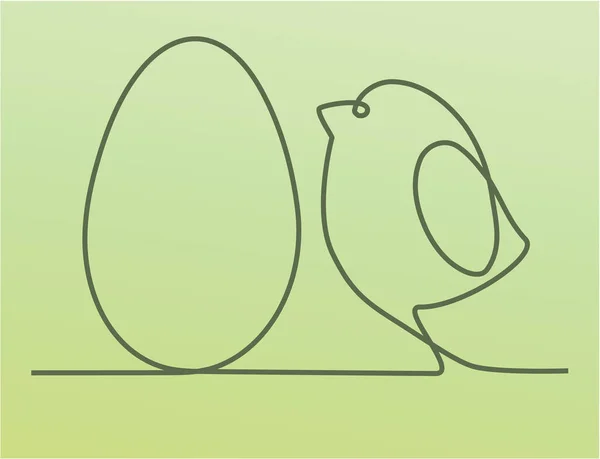 Velikonoční Pozadí Jedním Kreslení Čar Kuře — Stockový vektor