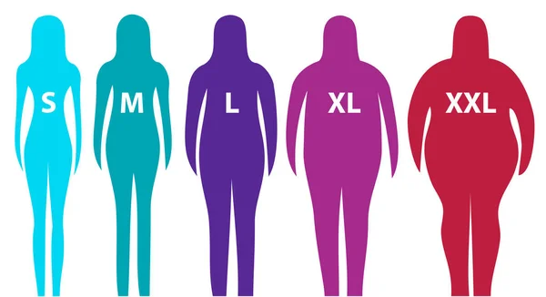 脂肪とスリムな女性図 — ストックベクタ
