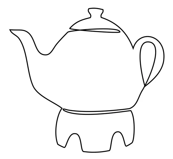 Tea Set One Line Drawing Concept — Stock Vector